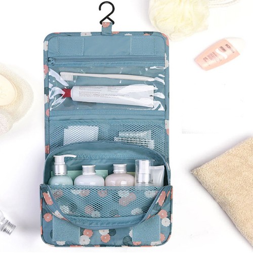 Túi đựng mỹ phẩm gấp gọn chống thấm nước có móc treo tiện lợi - túi đựng đồ dùng trang điểm, đồ dùng cá nhân nhiều ngăn tiện dụng