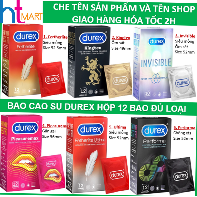 2 hộp bao cao su durex 24 cái tùy chọn