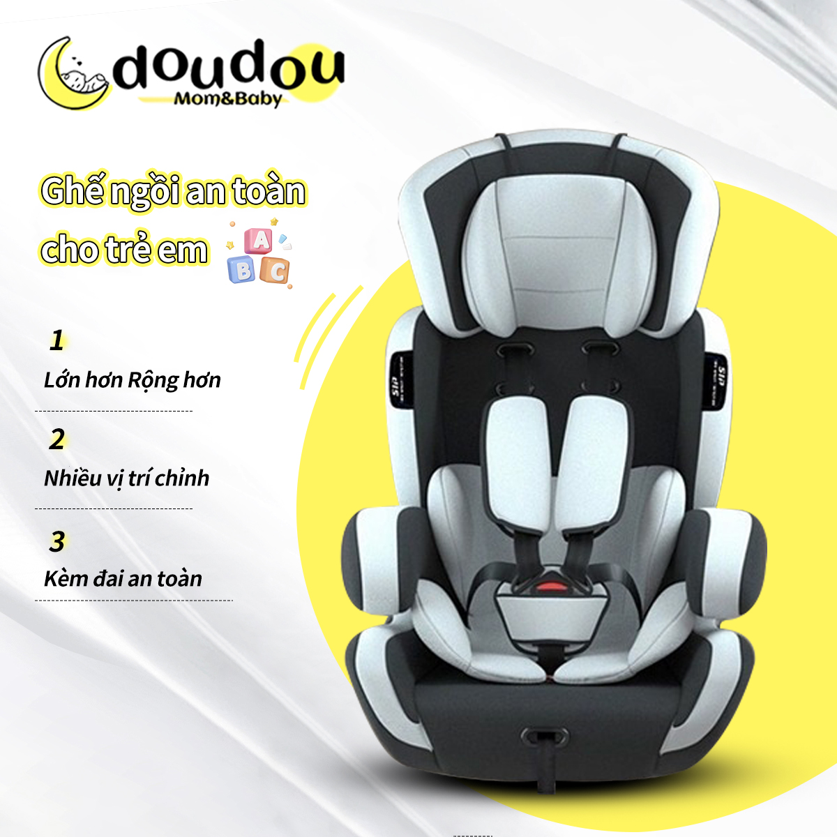 Ghế ngồi ô tô cho bé chất liệu êm ái với đai bảo vệ ,Cho Bé Từ 0-12 Tuổi