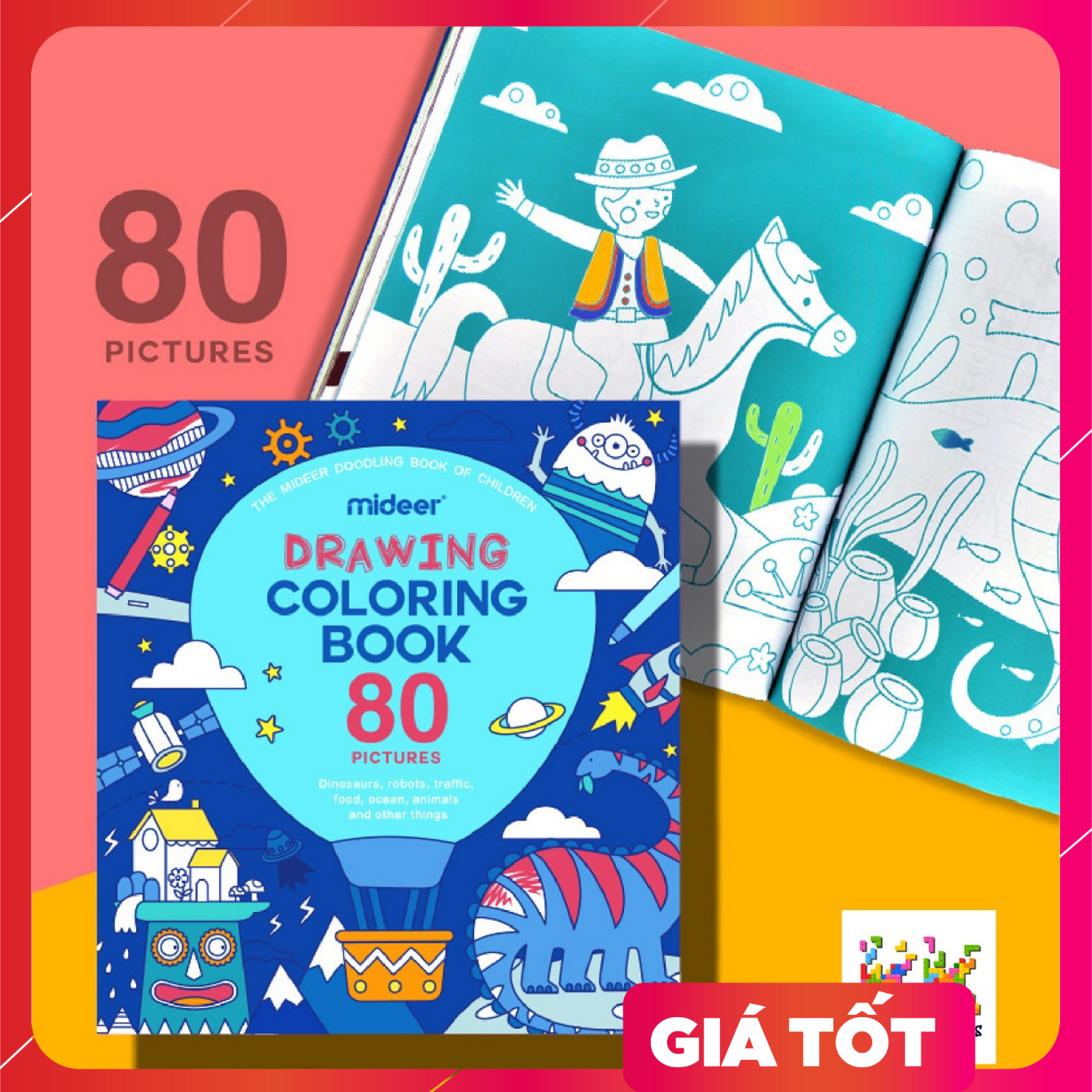 Đồ chơi giáo dục:  Tập tô màu theo chủ đề 80 hình - Drawing coloring book -Mideer- KKstore