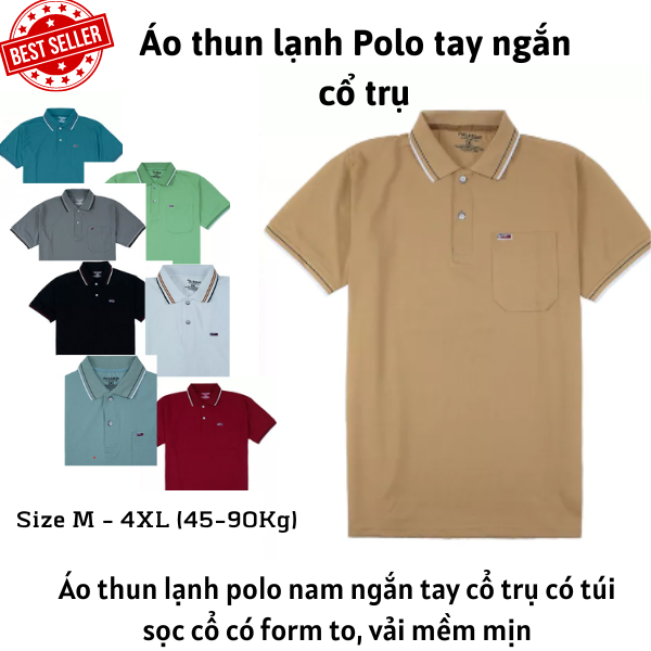 Áo thun lạnh polo nam ngắn tay cổ trụ có túi (Cam kết ảnh thật)
