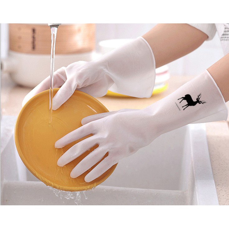 Đôi găng tay cao su con Hươu siêu dai, găng tay rửa chén rửa bát, bao tay cao su rửa chén