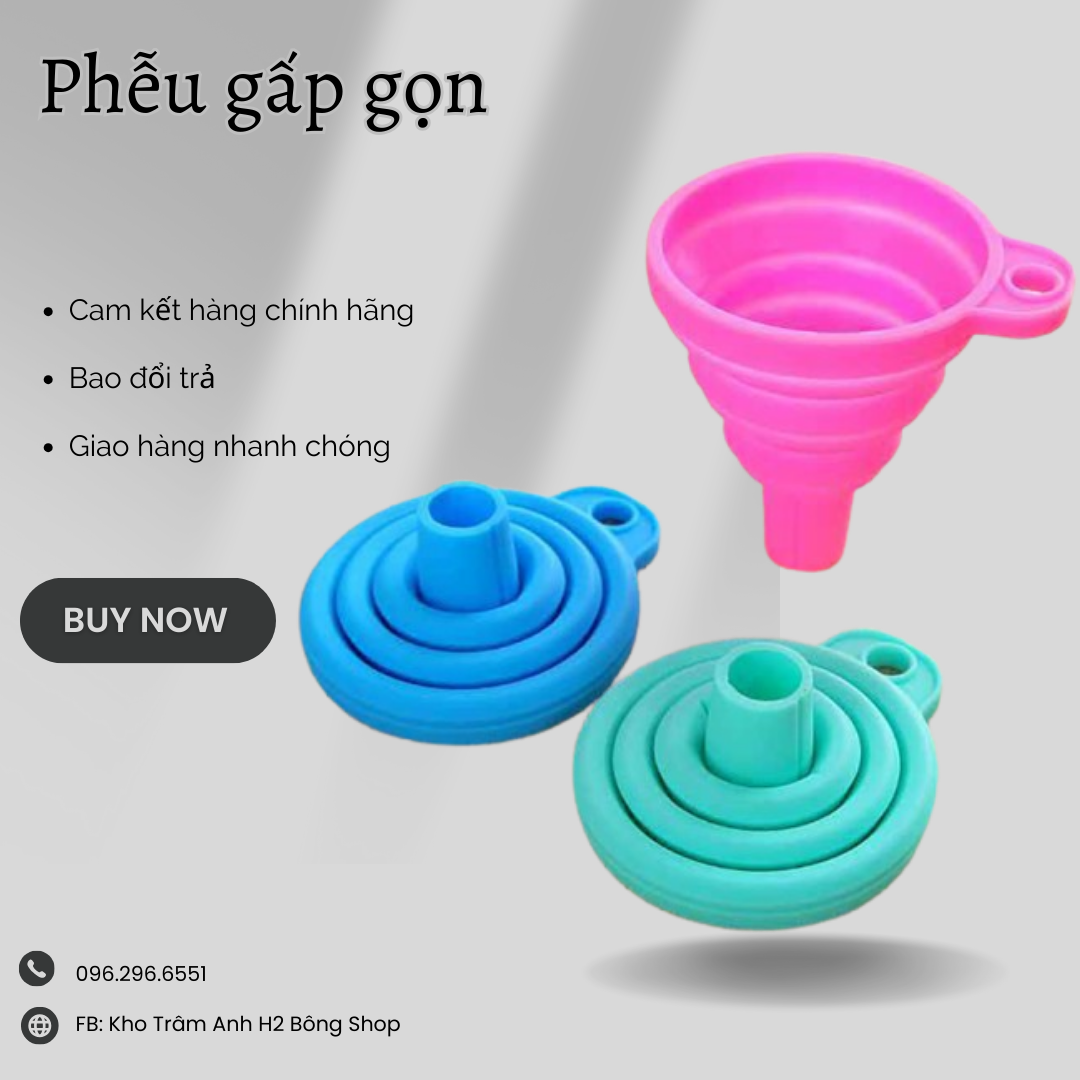 Phễu silicon gấp gọn dùng chiết nước hoa, mỹ phẩm, Phễu chiết gia vị, ...