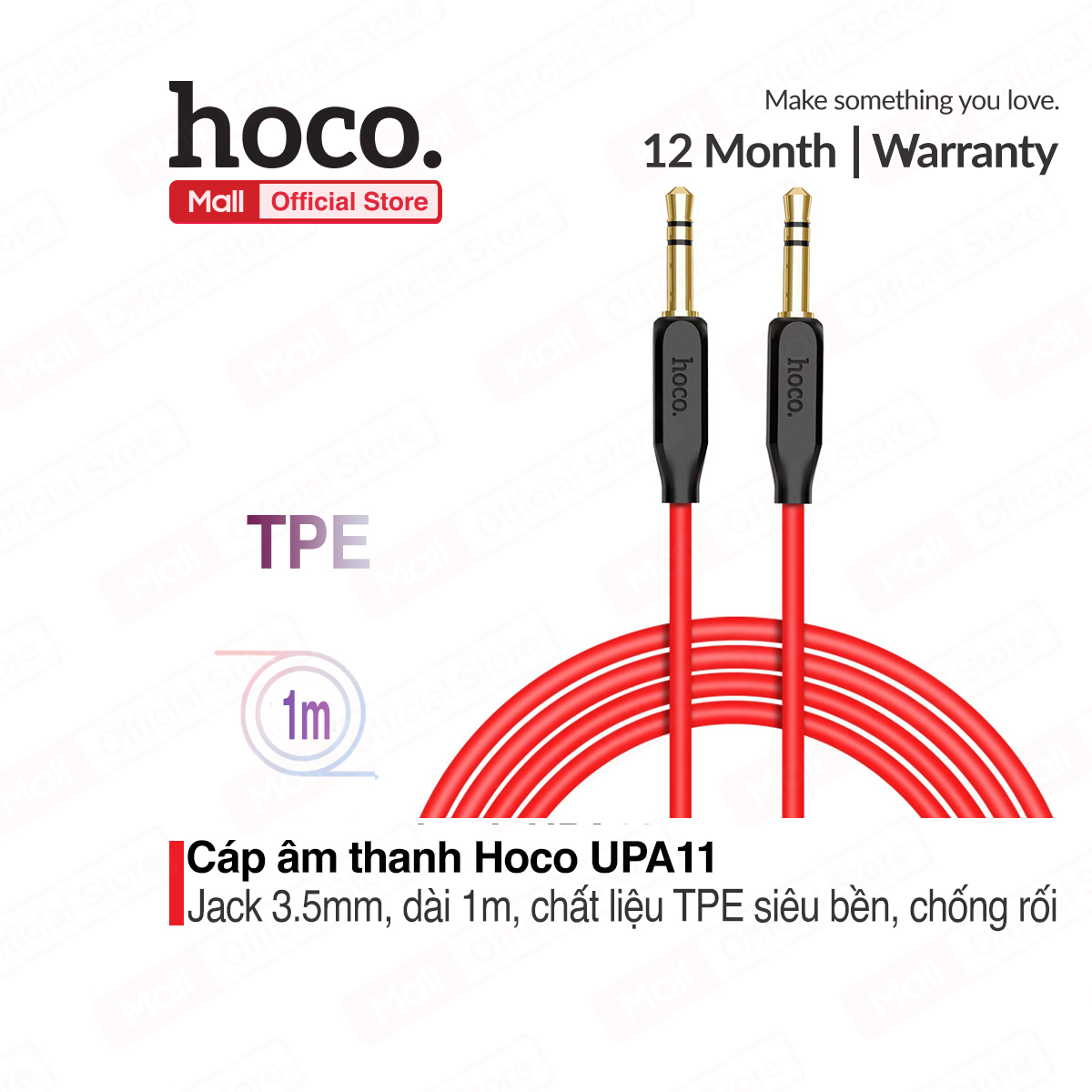 Cáp âm thanh hoco upa11 aux dài 1m - jack 3.5