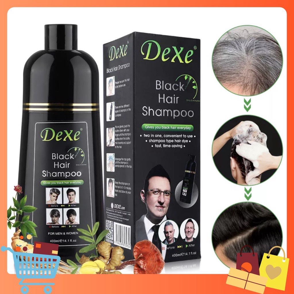 Dầu gội nhuộm tóc thảo dược DEXE 400ML màu nâu đen