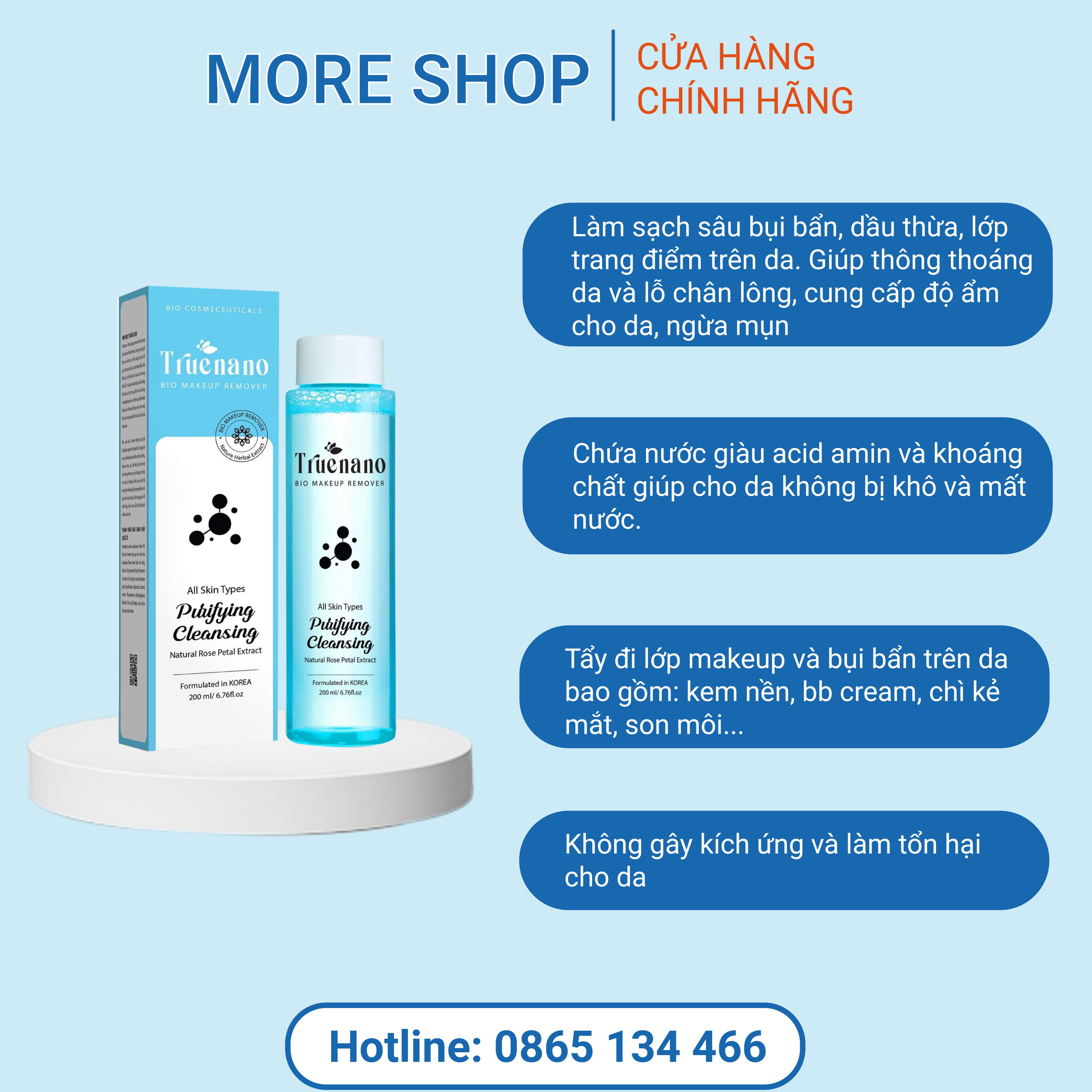 Tẩy trang sinh học truenano bio makeup remover 200ml