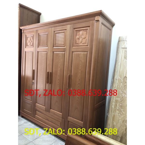 Tủ quần áo 4 cánh gỗ xoan đào .