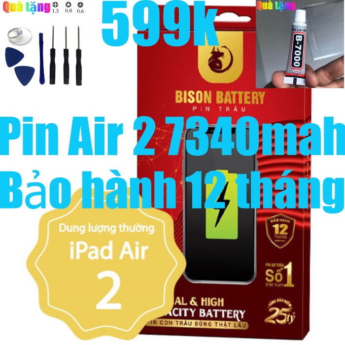 [HCM]Pin Bison Air 2, Pin Bison 6 mã A1547 dung lượng 7340mah