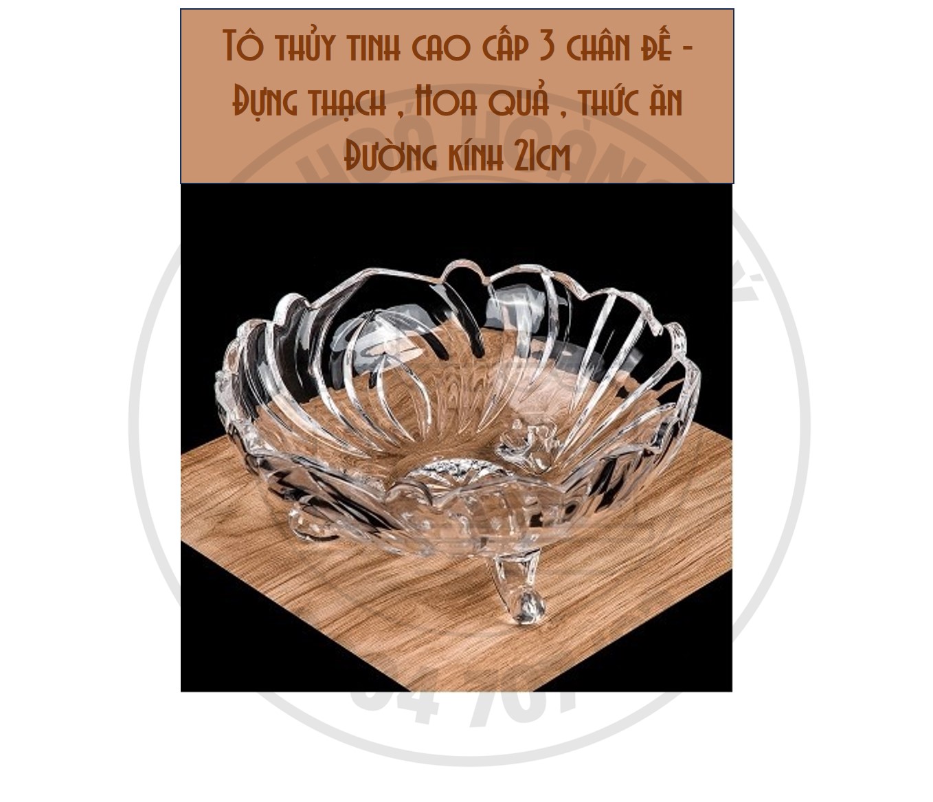 Tô thủy tinh trắng cao cấp - 3 chân đế