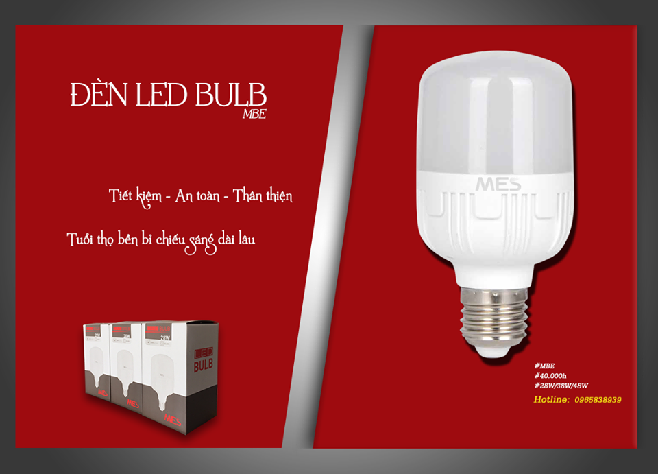 Đèn led bulb trụ 28W, 6500K