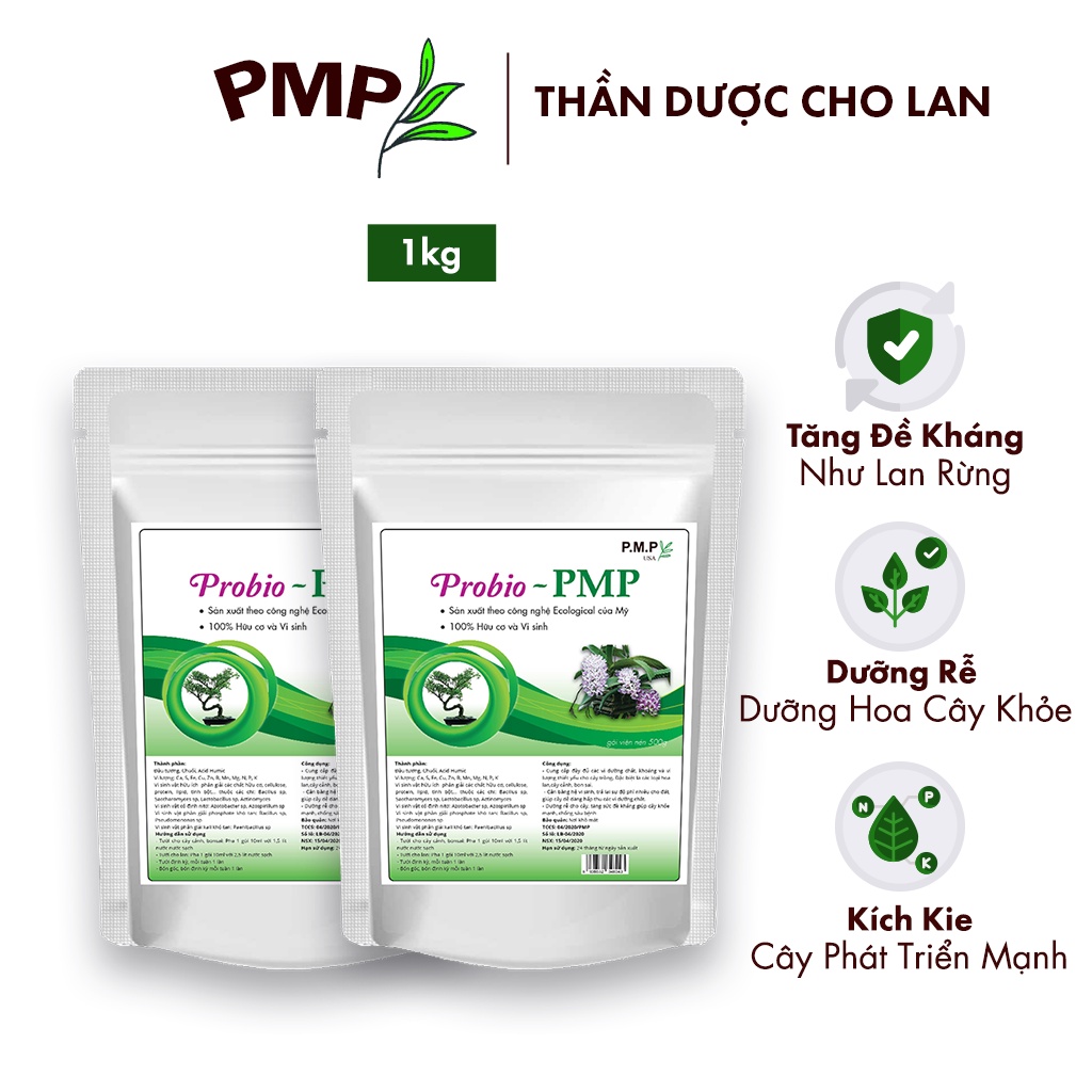 Combo 2 Túi Phân Bón Hữu Cơ Vi Sinh Probio PMP Dạng Viên Nén, Chuyên Dụng Cho Hoa Lan, Cây Cảnh, Bon Sai