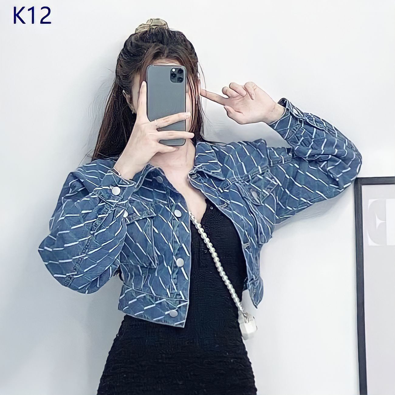Áo khoác nữ hàng hiệu cao cấp Rosata áo khoác Jean nữ phong cách mới croptop dài áo 40cm free size K12