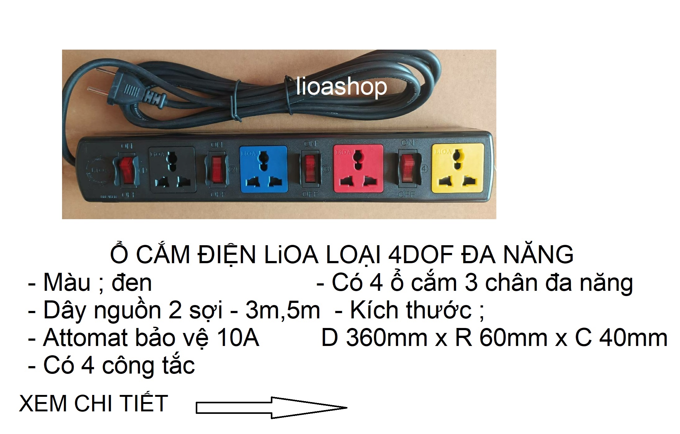 Ổ CẮM ĐIỆN LiOA LOẠI 4DOF ĐA NĂNG