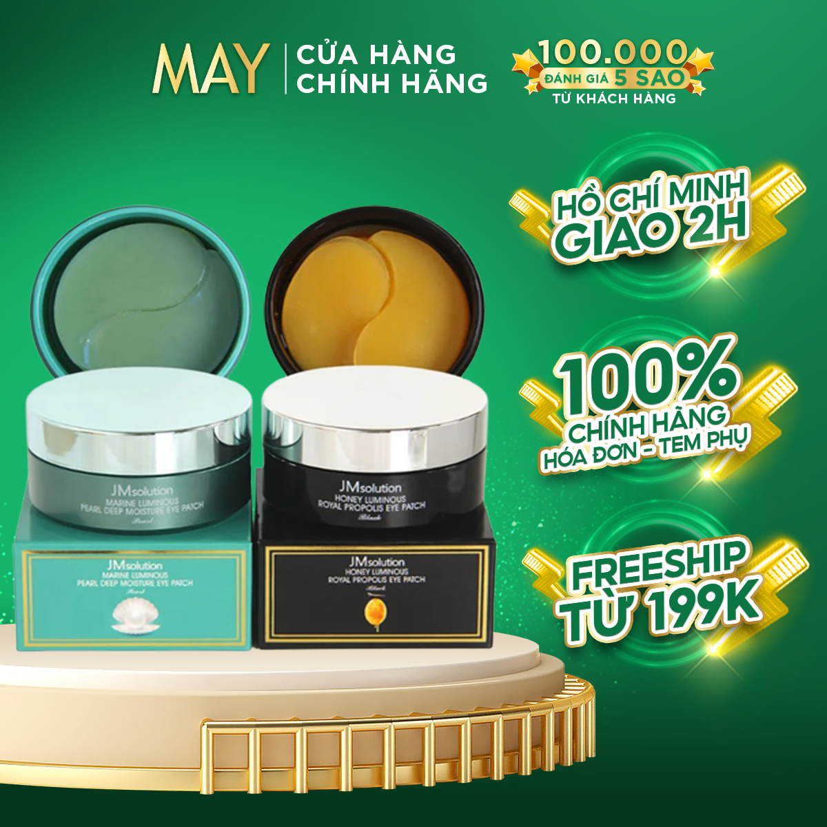 Mặt nạ mắt giảm thâm, giảm bọng mắt jm solution eye 90g/60pcs