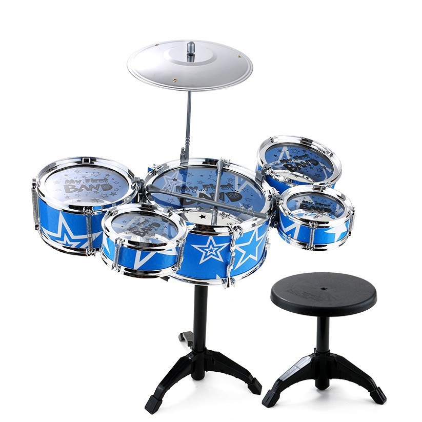 Bộ trống đồ chơi cho bé có tặng kèm ghế gồm 5 trống jazz drum