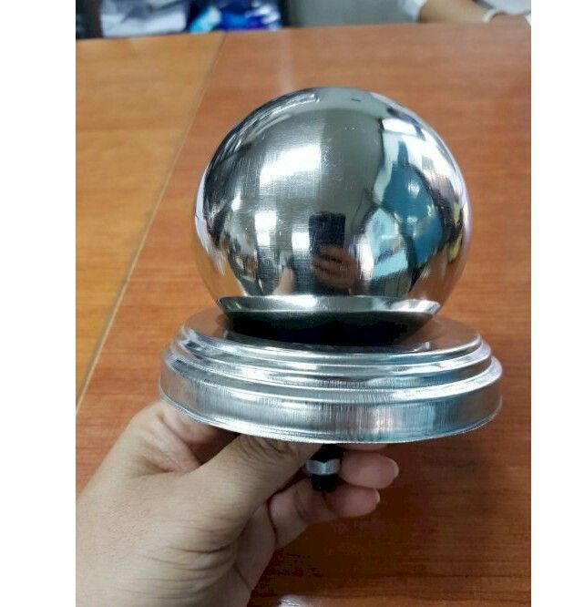 Bộ quả cầu Inox kèm nắp chụp gắn trụ cầu thang lang cang cầu thang