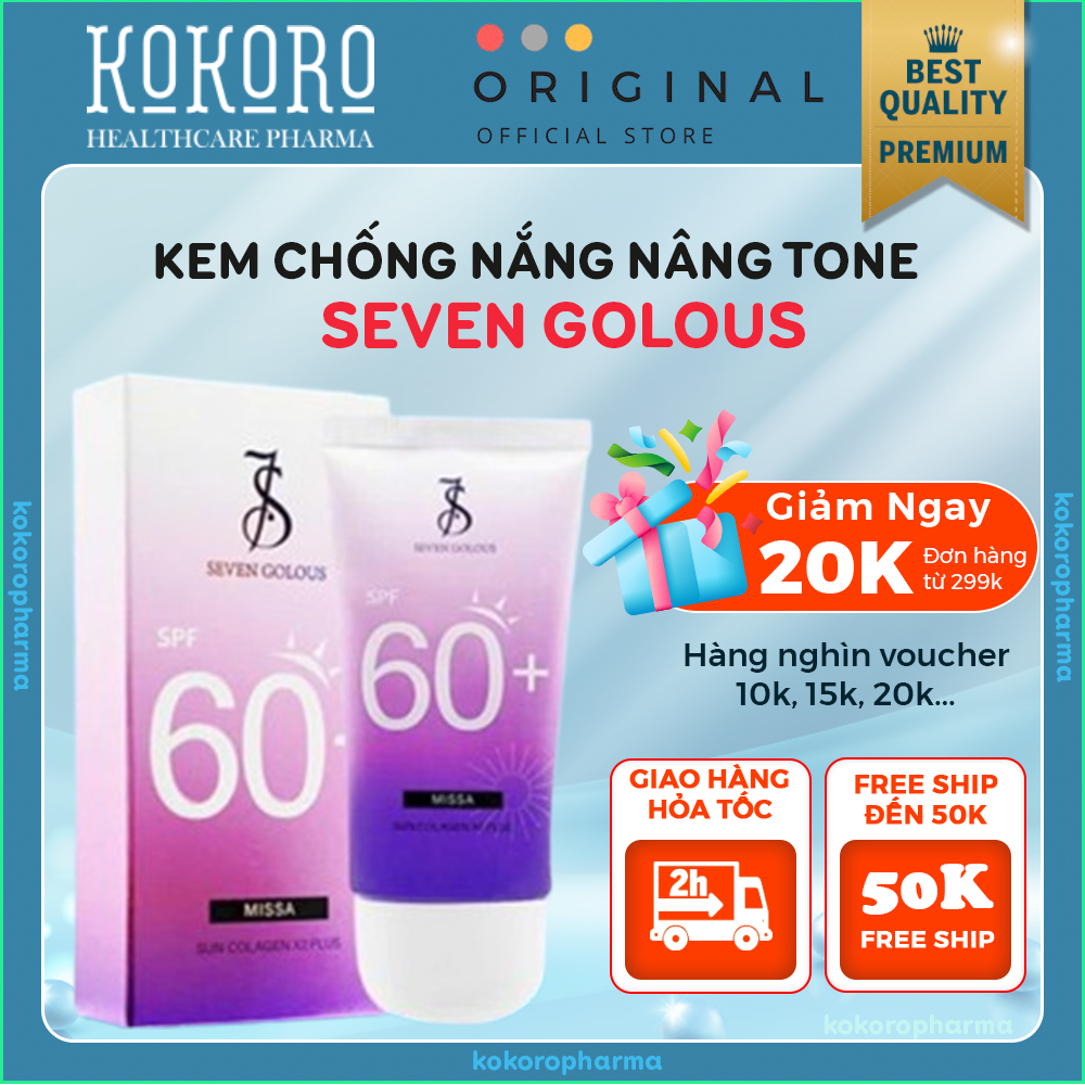 Kem Chống Nắng Trắng Da SEVEN GOLOUS - Kem Chống Năng Nâng Tone Hàn Quốc SEVEN GOLOUS SPF 60+ PA +++