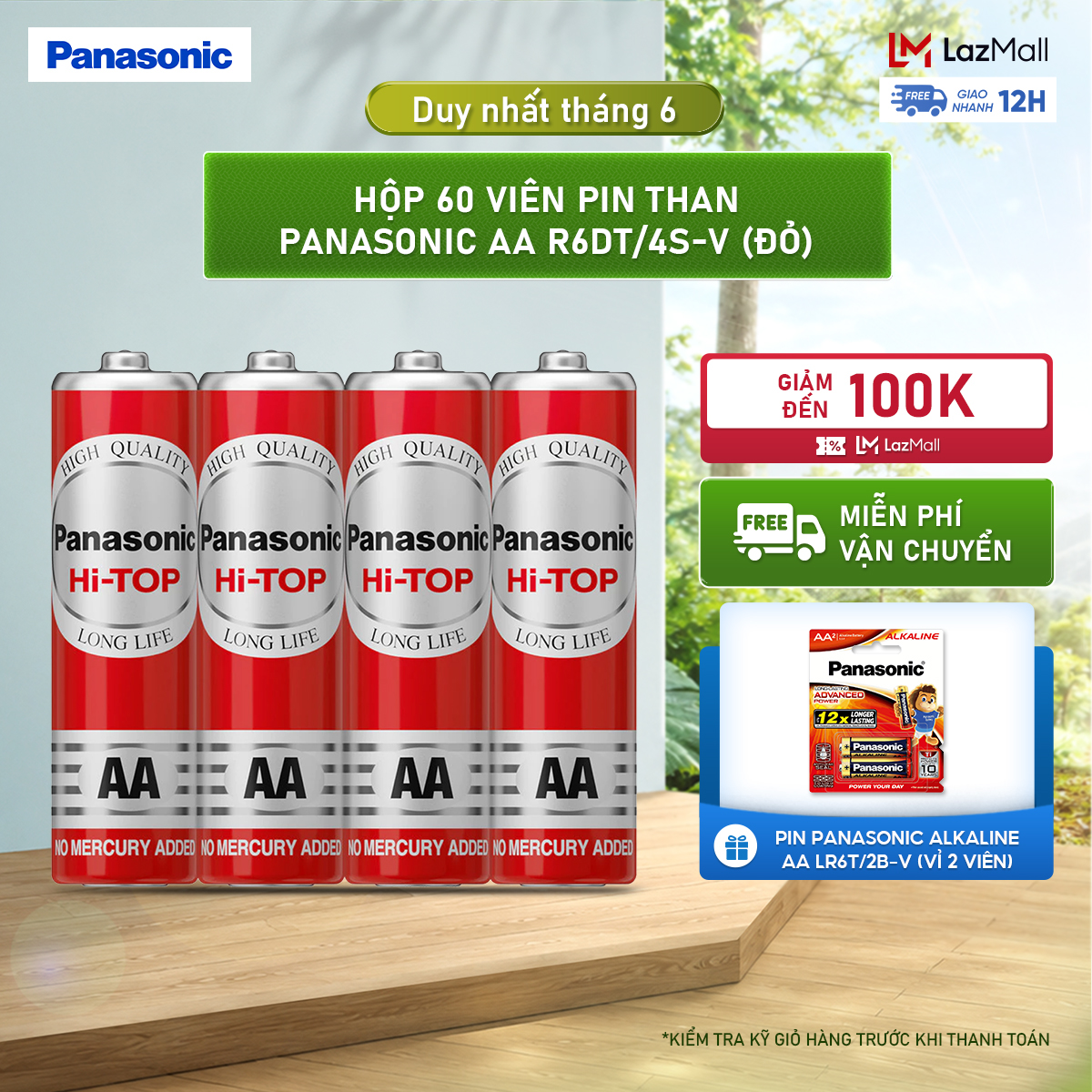 Hộp 60 viên Pin Than Panasonic AA R6DT/4S-V (Đỏ) – Hàng Chính Hãng