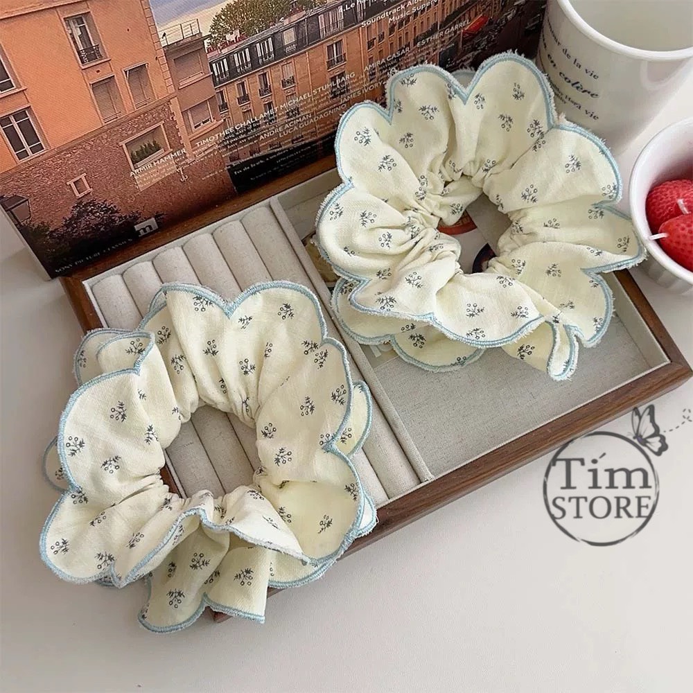 [ CÚC LÁ THÊU]SCRUNCHIES DAISY LÁ THÊU M24  - CỘT TÓC VẢI THỜI TRANG NỮ