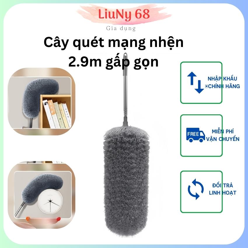 Chổi quét trần nhà đa năng,cây quét mạng nhện gấp gọn thông minh, chổi duster hút bụi tĩnh điện, cây quét trần nhà inox 2.8m -LiuNy68