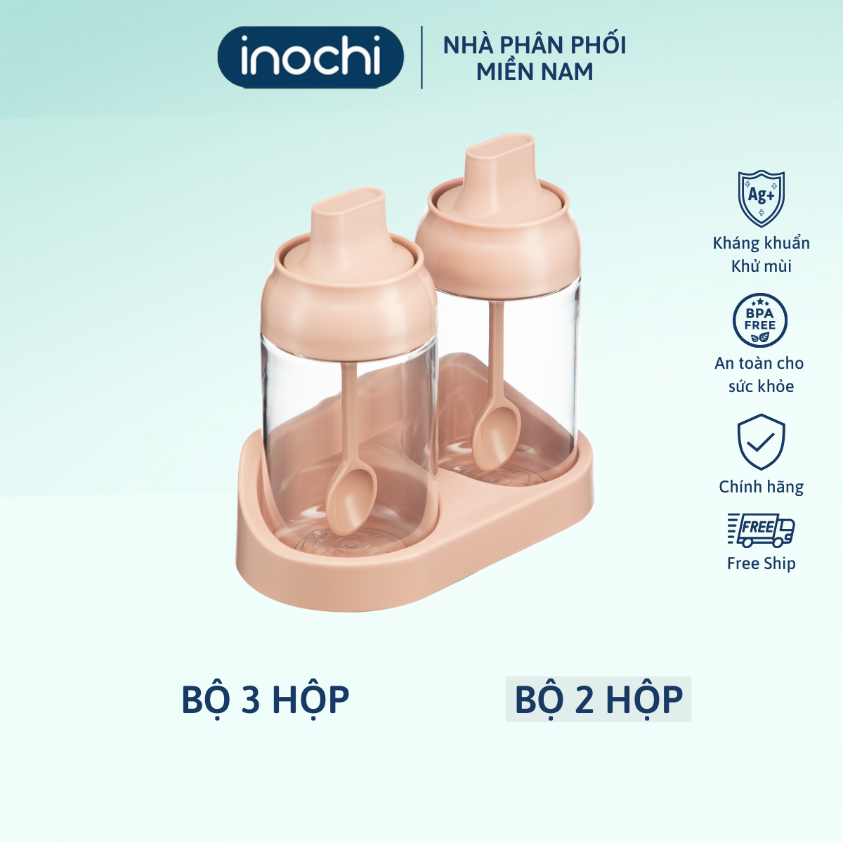 Bộ 2 hộp gia vị Tritan Yoko, hộp gia vị nhà bếp, hộp gia vị treo tường thông minh 2 hộp