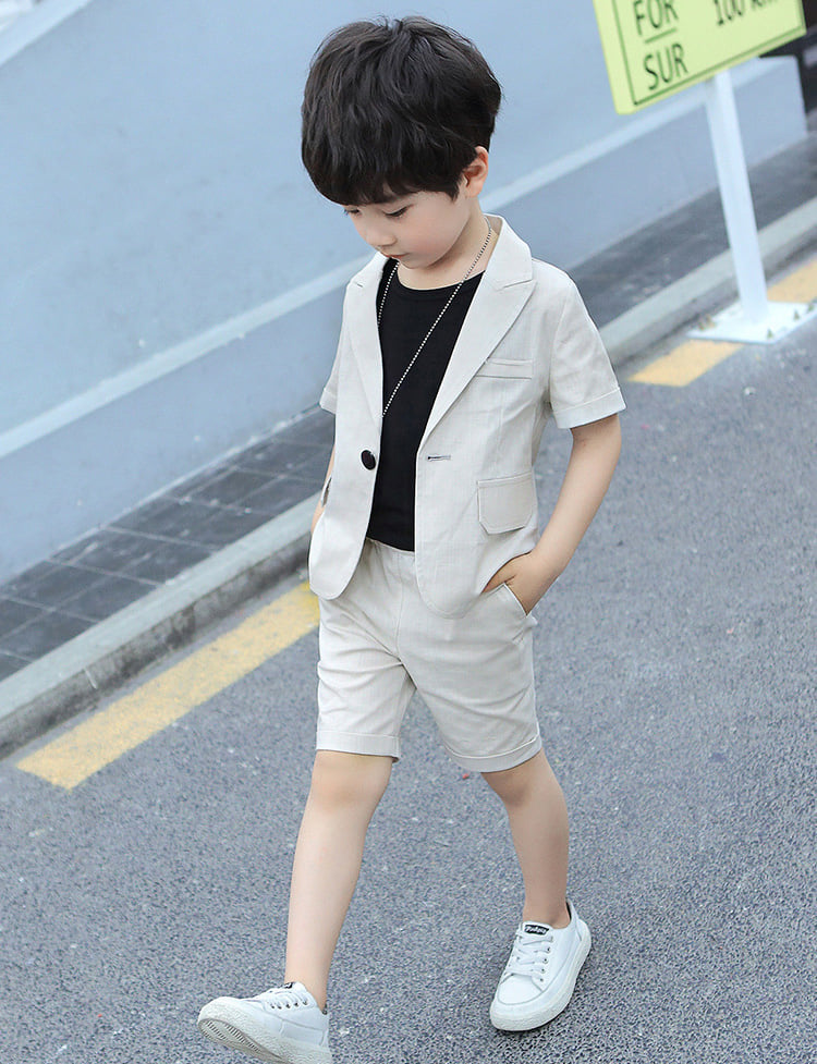 Bộ vest, bộ vest bé trai siêu đáng yêu và phong cách, quần lửng và áo bamboo dáng vest không áo lót trong , chất mát đứng dáng - T3