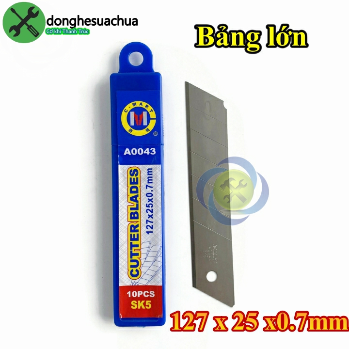 HCM Lưỡi dao rọc giấy loại lớn C-Mart A0043 127mm x 25mm x 0.7mm