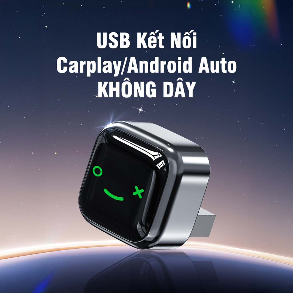  AUTREX M12 - USB Hỗ Trợ Chuyển Đổi Kết Nối Apple Carplay + Android Auto Không Dây Cho Ô Tô Xe Hơi 