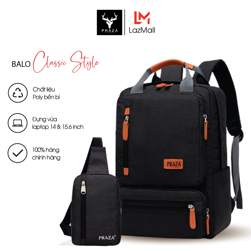 Bộ balo unisex phong cách trẻ trung và túi đeo chéo praza - bl182dc095