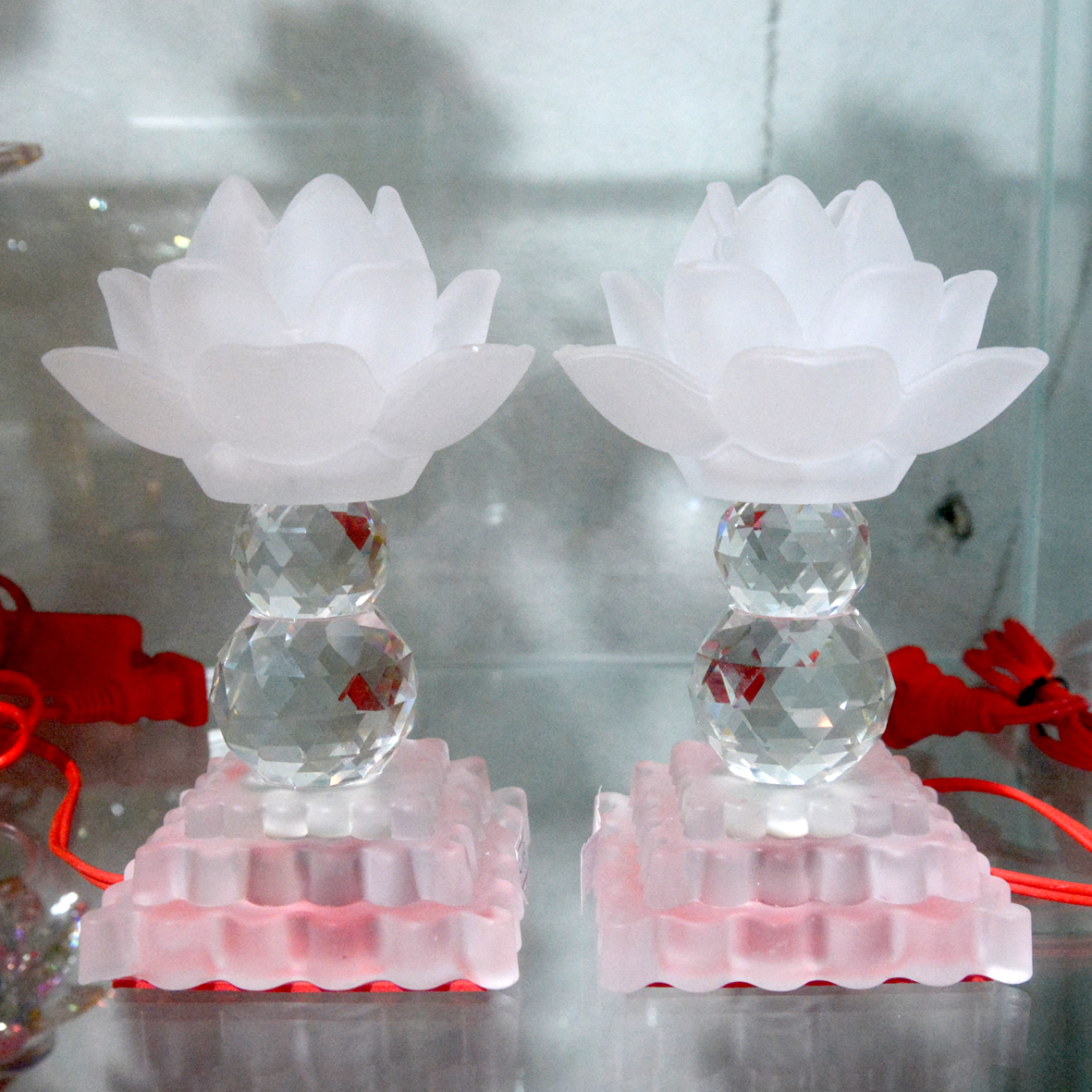 [HCM]Cặp Đèn lưu ly điện bóng led tự động đổi 7 màu thờ cúng bàn thờ