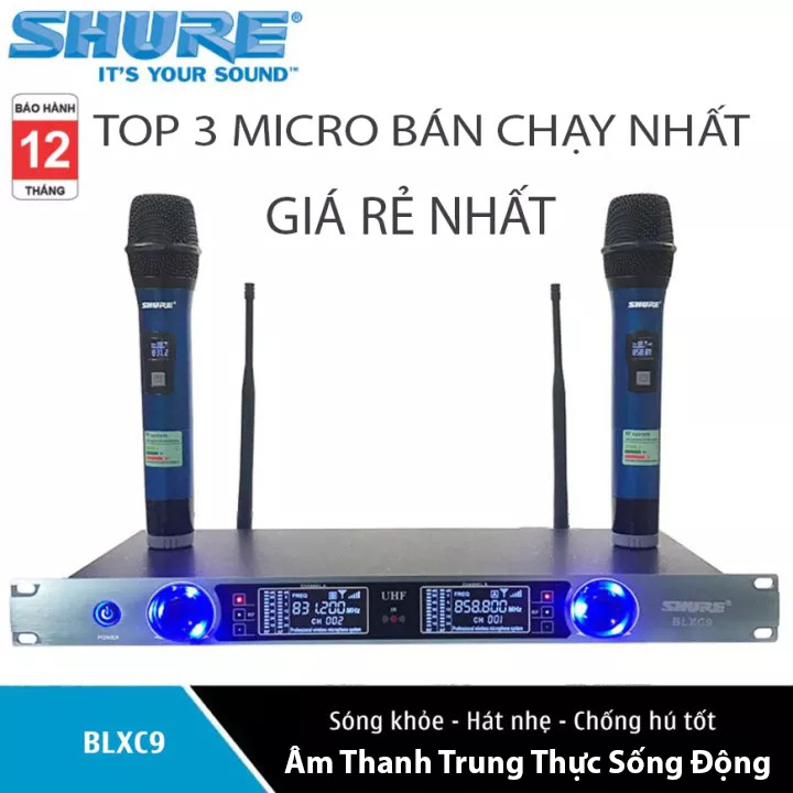  Mic Karaoke Không Dây Mẫu Mới - Micro Karaoke Giá Rẻ Thu Âm Cực Nhạy Chống Hú Tốt Micro Không Dây Shure BLXC9 - Âm Thanh Trung Thật Trong Trẻo Tín Hiệu Âm Thanh Tốt Và Ổn Định Nhất Chống Hú Rất Tốt Chống Nhiễu Cao. 