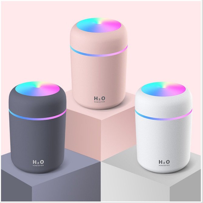 Máy xông tinh dầu, máy phun sương mini, có đèn led 7 màu sạc USB có thể làm đèn ngủ, máy xông tinh dầu phòng ngủ, máy xông tinh dầu trên xe hơi dung tích 300ml