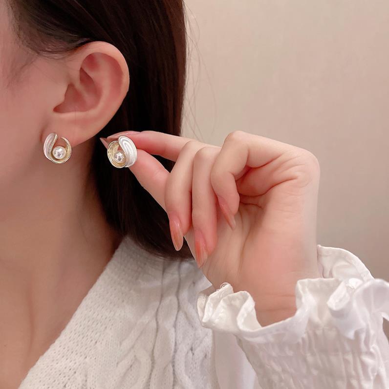 (Mới) Bông tai nữ chuôi bạc 925 phụ kiện Mely mạ vàng 18K hình xoắn phụ kiện thời trang nữ thanh lịch - BT135