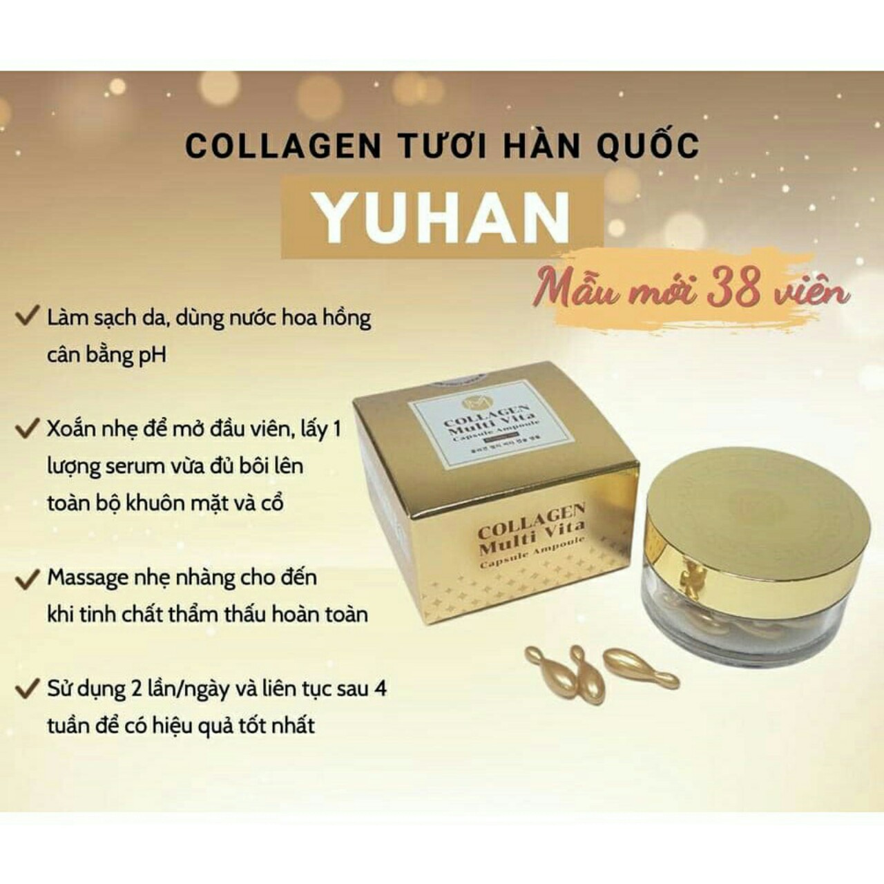 [HCM]Serum dưỡng da Collagen tươi Ammud Multi Vita Capsule Ampoule 28 viên 38 viên