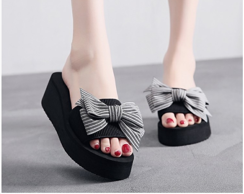 Dép Lê Đế Xuồng Đính Nơ Chống Trơn Cao 6p