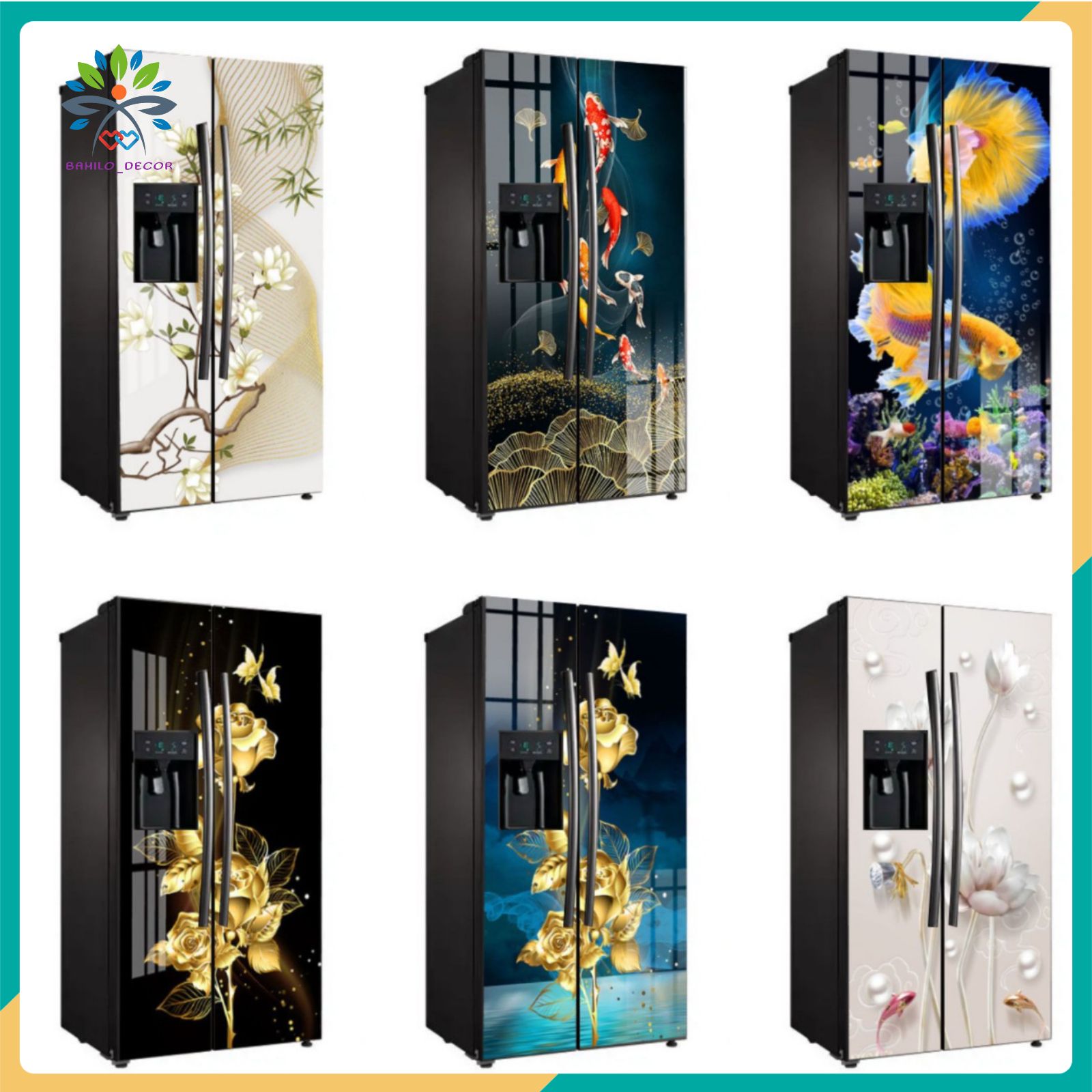  Miếng dán tủ lạnh gồm 5 kích thước lựa chọn chất liệu decal chống nước có keo sẵn mặt sau hình ảnh in sắc nét 