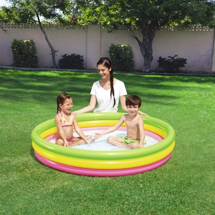 Bể bơi phao cho bé 3 tầng bestway 51103 - bể bơi cầu vồng có đáy mềm làm bằng nhựa pvc cao cấp