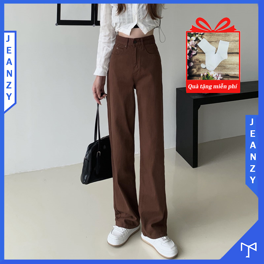 Quần jean nữ màu nâu kiểu quần bò ống suông nữ màu nâu phong cách ulzzang JEAN ZY