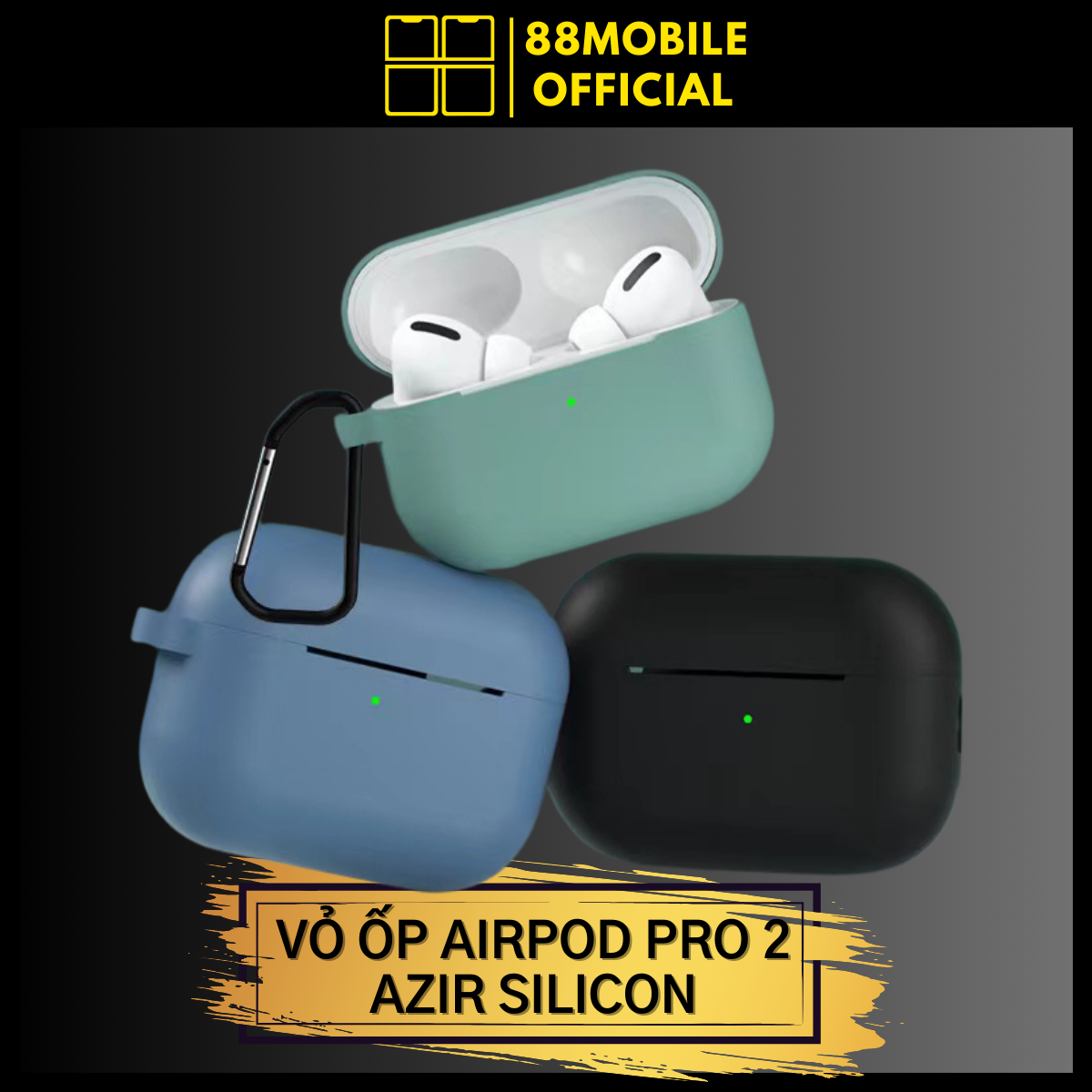  Case airpod pro 2 Azir Pro móc khóa silicon bao đựng bảo vệ tai nghe I 88Mobile 