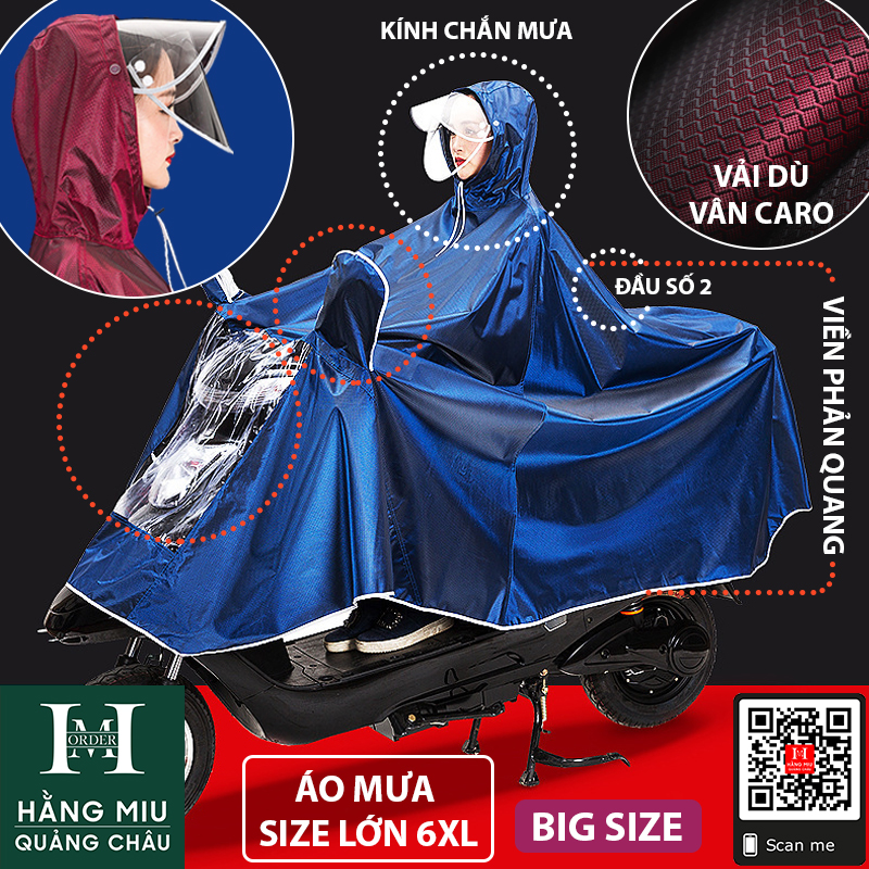 Áo Mưa 2 Đầu Loại Lớn Bigsize 6XL Vải Dù + PVC Dày Cao Cấp 2024 Chính Hãng YiLong