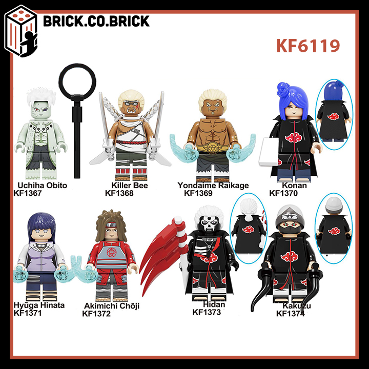KF6119 - Đồ Chơi Lắp Ráp Minifig Và  Naruto - Mô Hình Xếp Hình Sáng Tạo Hinata Killer Bee Choji Hidan Obito