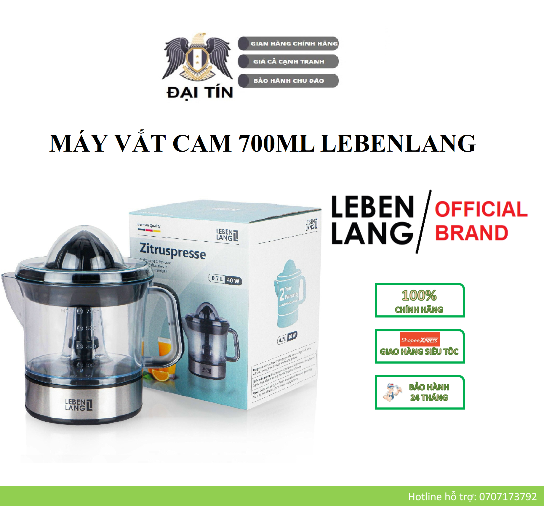 Lb389 - máy vắt cam lebenlang 700ml thương hiệu đức – bảo hành chính hãng 2 năm