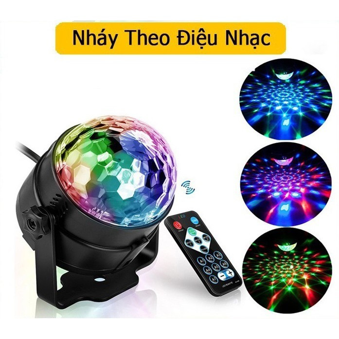 Đèn led vũ trường 7 màu siêu sáng nháy theo nhạc xoay tự động 360 độ trang trí sân khấu, quán cafe, đèn quẩy chill các buổi tiệc cùng gia đình ,bạn bè