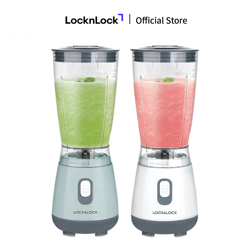 Máy xay sinh tố mini lock&lock ejm436 - màutrắng/mint - 600ml 250w - lưỡi dao inox 4 cánh, nhỏ gọn - hàng chính hãng - bảo hành 2 năm
