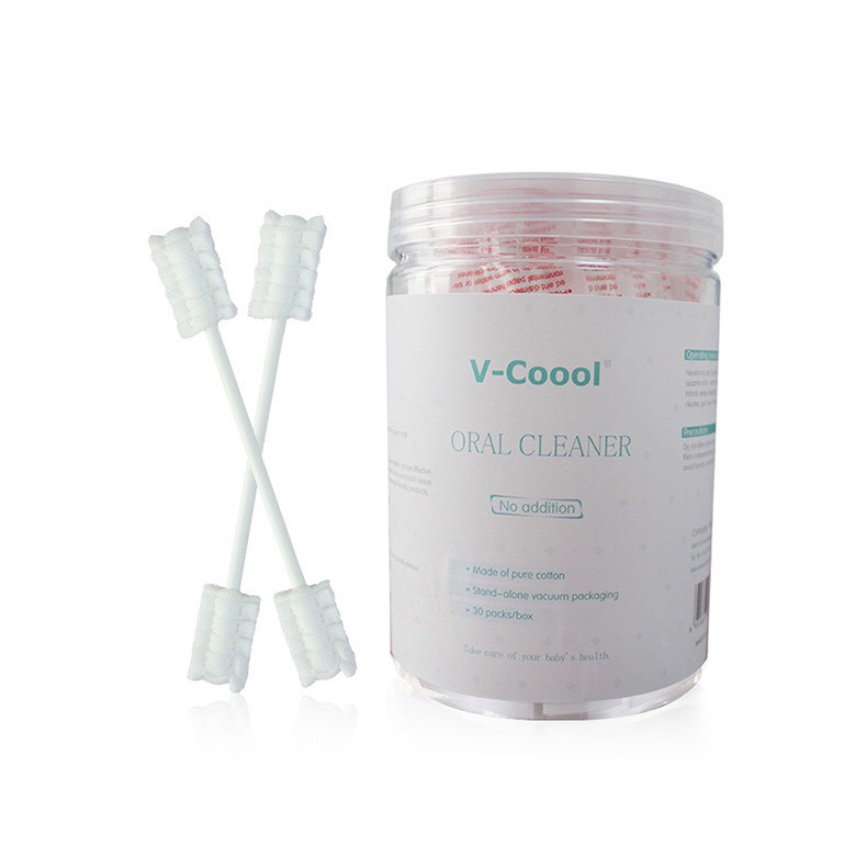 Hộp 30 que gạc rơ lưỡi v-cool vệ sinh răng miệng cho bé