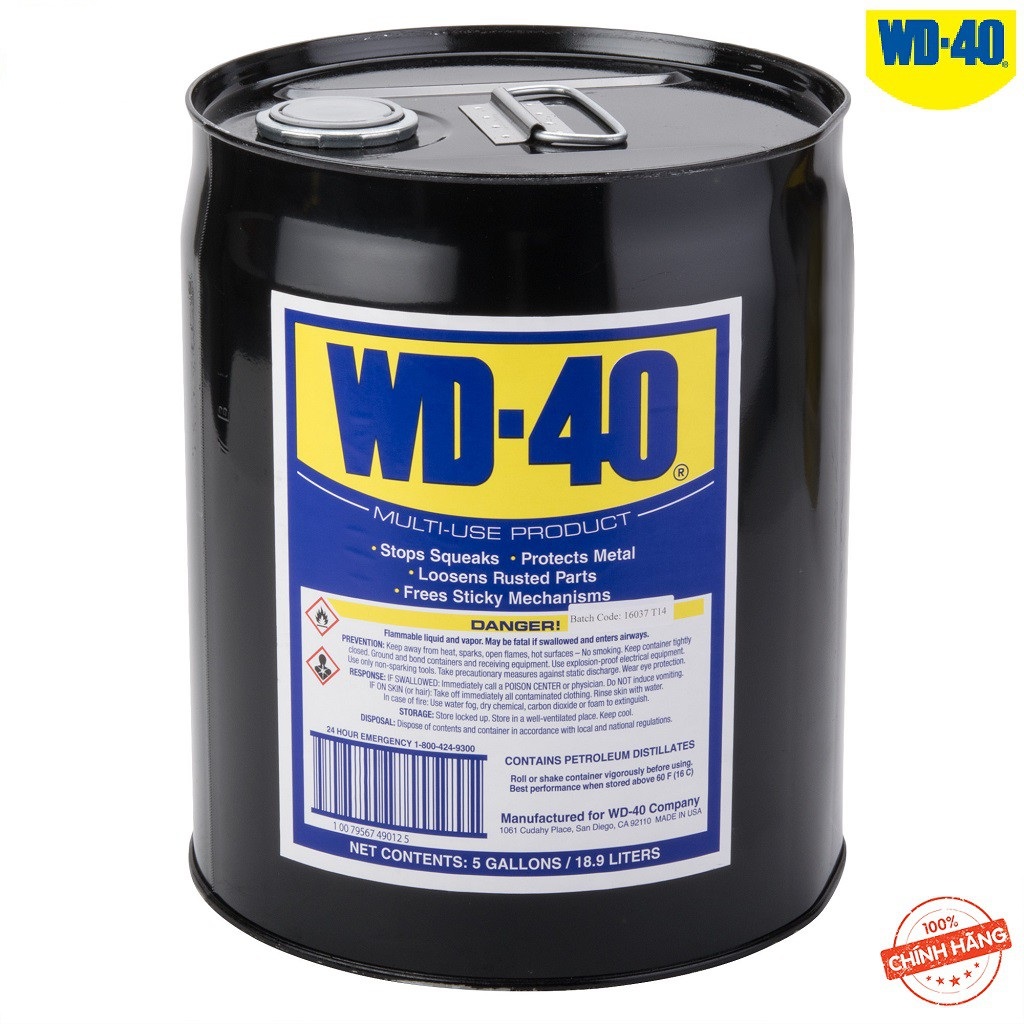 Thùng chất bôi trơn làm sạch thẩm thấu chống ẩm bảo vệ wd-40 5 gallon
