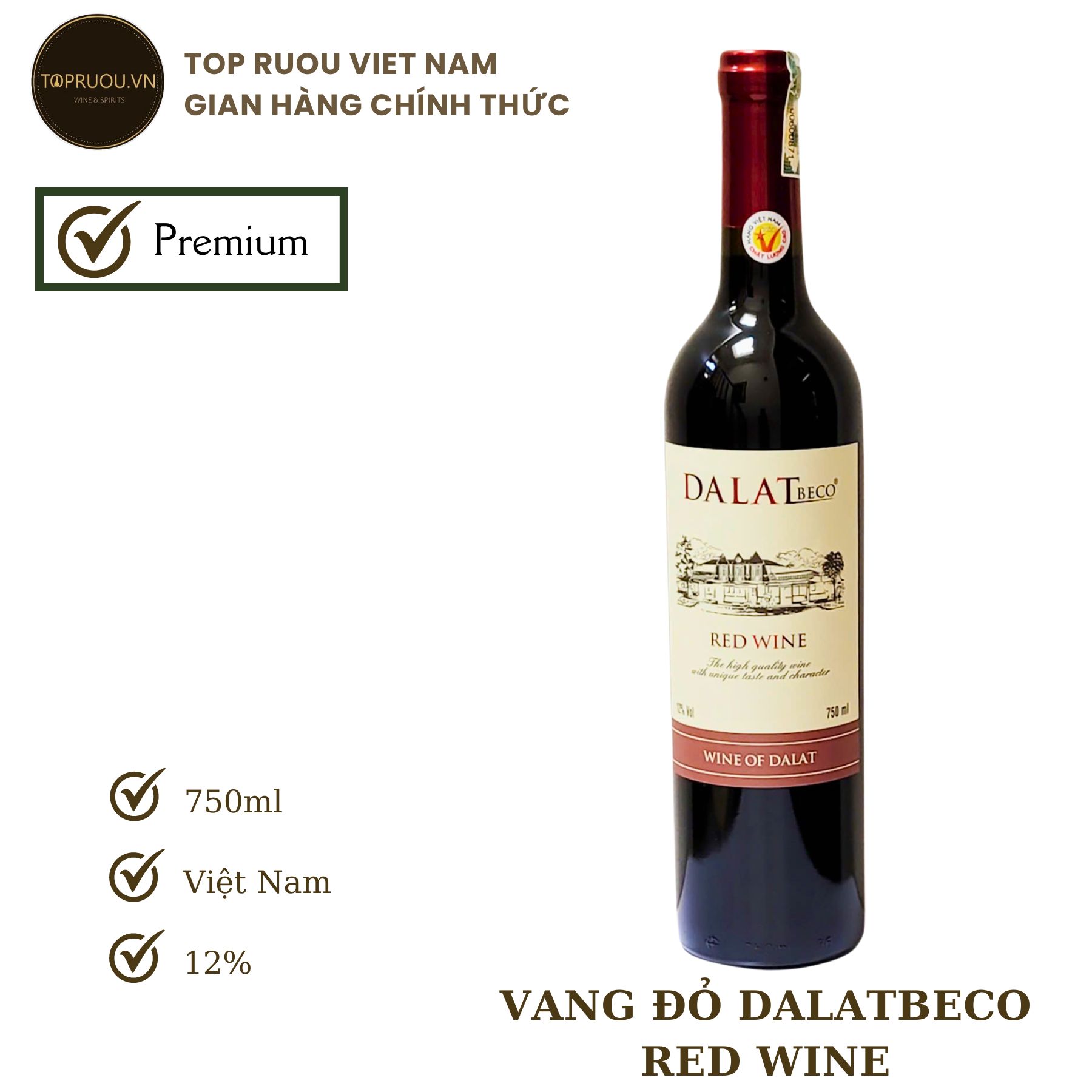 [Top Rượu VN] Rượu Vang Đỏ Dalatbeco Red Wine 750ml [Chính Hãng]