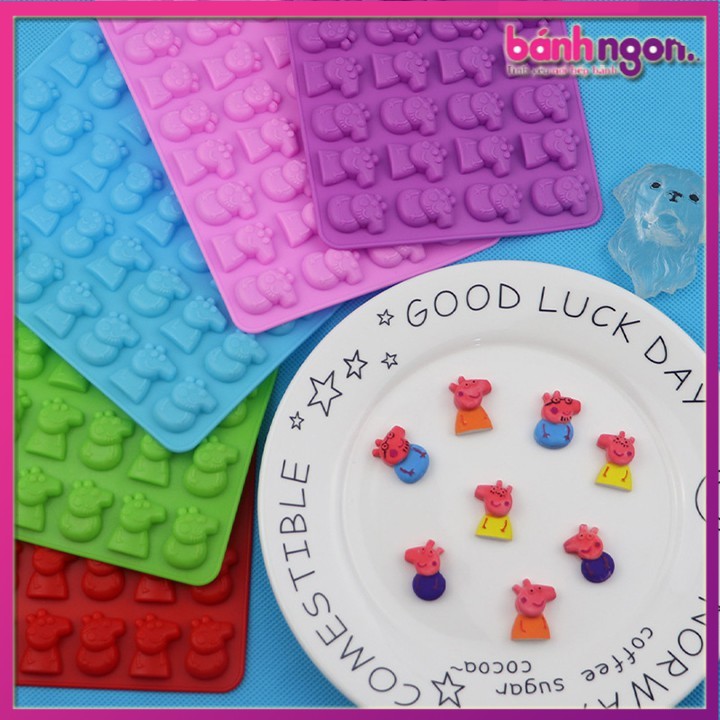 Khuôn silicon đổ kẹo dẻo chip chip hình heo Peppa Pig 32 viên, rau câu, socola mini