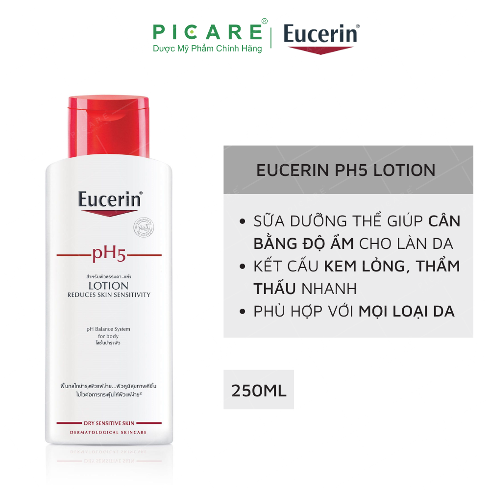 [GIẢM 20K ĐƠN 399K] Eucerin Sữa Dưỡng Thể Cho Da Nhạy Cảm pH5 Lotion 250ml