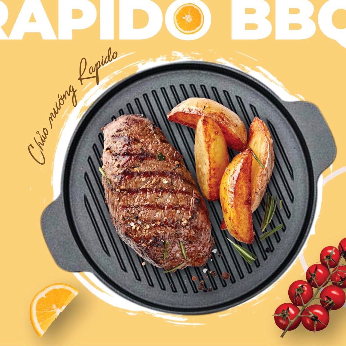Chảo gang nướng Rapido chính hãng - 24cm